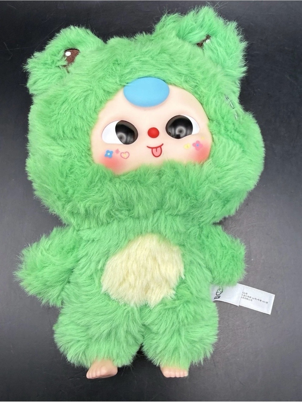 Baby Three I'm Not A Warrior Series Green Frog Plush Pendant With Moving Eyes